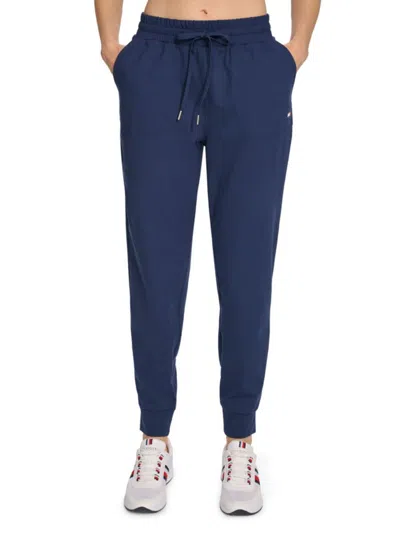 Tommy Hilfiger High Rise Drawstring Sweatpants In Navy