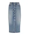 Tommy Hilfiger High-rise Mid-length Denim Skirt In Blue