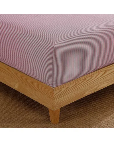 Tommy Hilfiger Highland Ticking Stripe Cotton Fitted Sheet In Pink