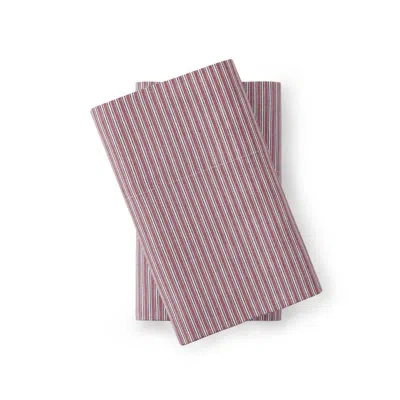 Tommy Hilfiger Highland Ticking Stripe Cotton Red 2 Piece Standard Pillowcase Set In Purple