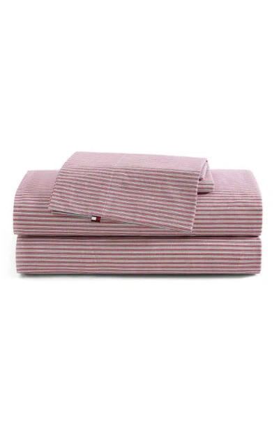 Tommy Hilfiger Highland Ticking Stripe Sheet Set In Red