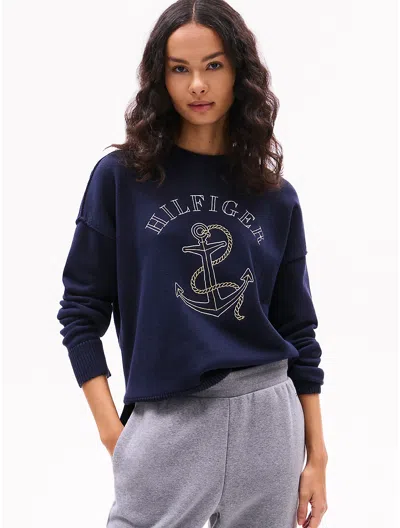 Tommy Hilfiger Hilfiger Anchor Logo Sweater In Navy