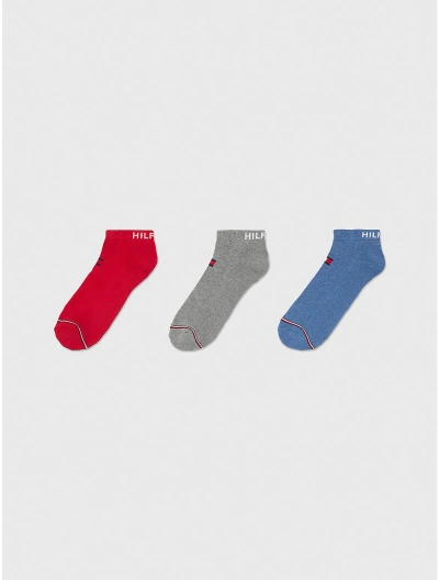 Tommy Hilfiger Hilfiger Ankle Sock 3 In Primary Red/multi