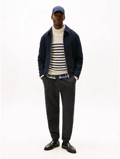 Tommy Hilfiger Hilfiger Crest Logo Heathered Sweatpant In Black