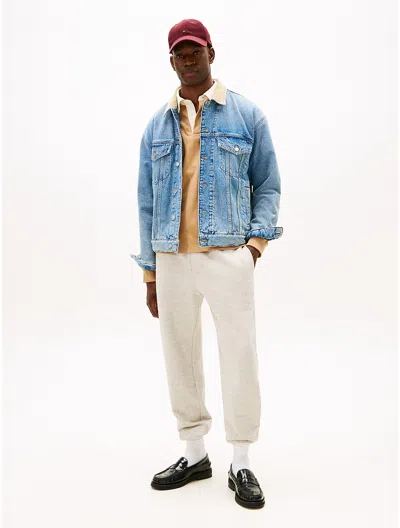 Tommy Hilfiger Hilfiger Crest Logo Heathered Sweatpant In Neutral