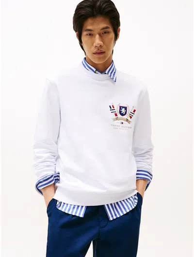 Tommy Hilfiger Hilfiger Embroidered Crest Sweatshirt In White