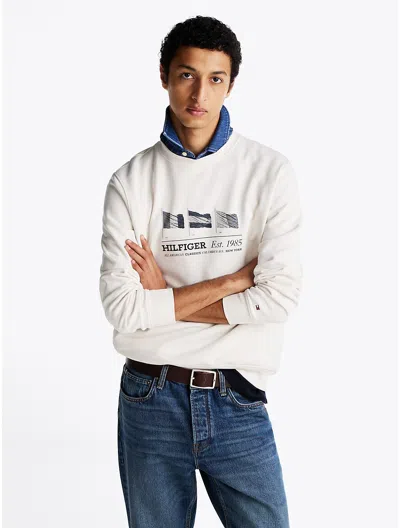 Tommy Hilfiger Hilfiger Flags Graphic Sweatshirt In Ivory Petal