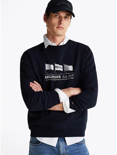 Tommy Hilfiger Hilfiger Flags Graphic Sweatshirt In Navy