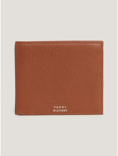 Tommy Hilfiger Hilfiger Leather Bifold Wallet In Warm Cognac