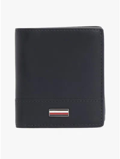 Tommy Hilfiger Hilfiger Leather Trifold Wallet In Space Blue