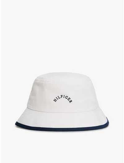 Tommy Hilfiger Hilfiger Logo Brushed Bucket Hat In White