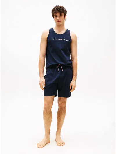 Tommy Hilfiger Hilfiger Logo Drawstring Sleep Short In Blue