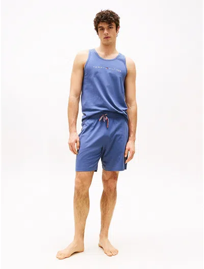 Tommy Hilfiger Hilfiger Logo Drawstring Sleep Short In Blue