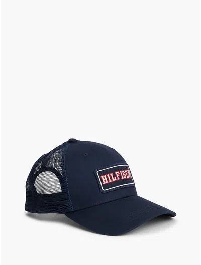 Tommy Hilfiger Hilfiger Logo Patch Trucker Cap In Sky Captain