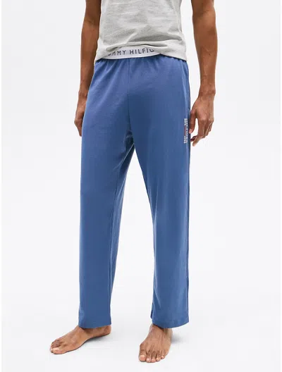 Tommy Hilfiger Hilfiger Logo Pique Sleep Pant In Vintage Blue