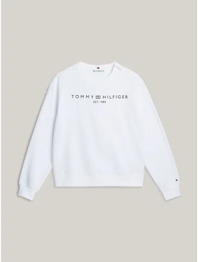 Tommy Hilfiger Hilfiger Logo Sweatshirt In Optic White
