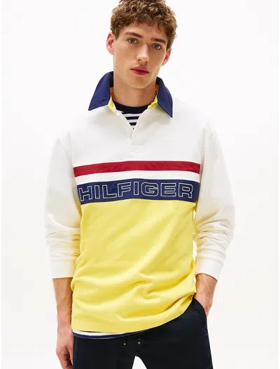 Tommy Hilfiger Hilfiger Sailing Rugby Polo In Soft Sunflower Multi