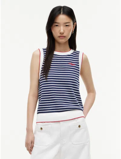 Tommy Hilfiger Hilfiger Script Striped Sweater Vest In Blue