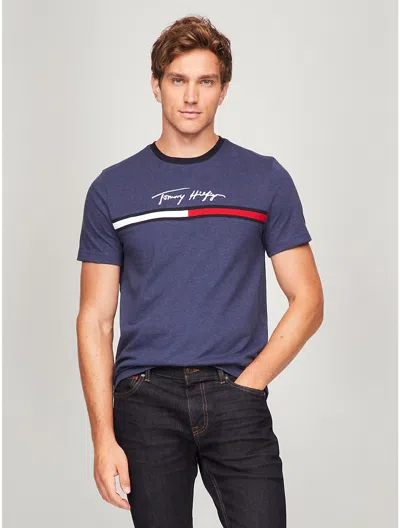 Tommy Hilfiger Hilfiger Signature Flag Logo T In Navy Heather