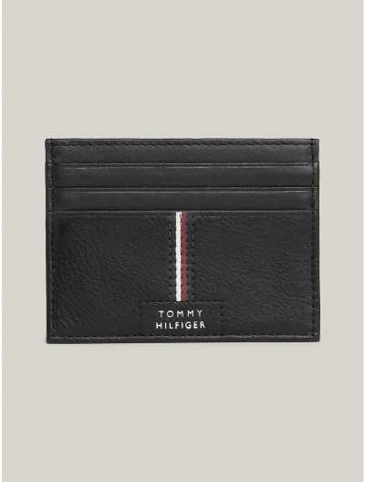 Tommy Hilfiger Hilfiger Stripe Leather Coin Wallet In Black