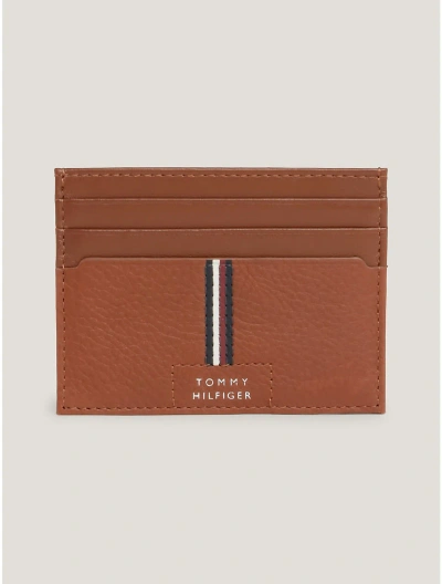 Tommy Hilfiger Hilfiger Stripe Leather Coin Wallet In Warm Cognac