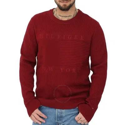 Tommy Hilfiger Hilfiger Structure Flag Crewneck Sweater In Red