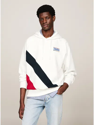 Tommy Hilfiger Hilfiger Team Stripe Hoodie In Ecru