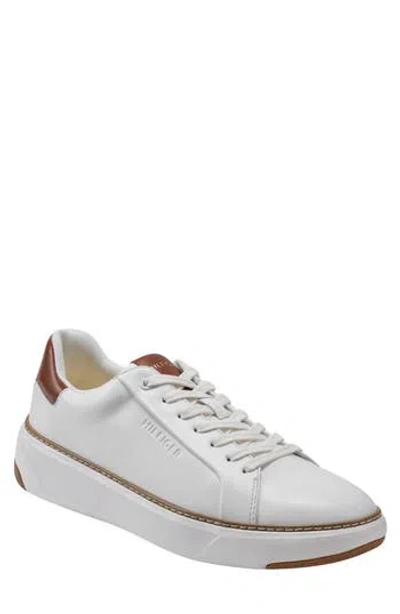 Tommy Hilfiger Men's Hines Lace Up Casual Sneakers Men's Shoes In White,cognac