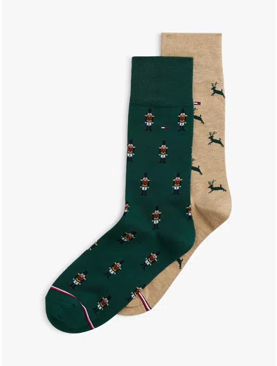 Tommy Hilfiger Holiday Deer Trouser Sock 2 In Multi