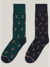 Tommy Hilfiger Holiday Print Trouser Sock 2 In Cypress Green / Multi