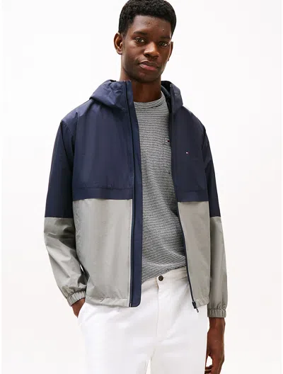 Tommy Hilfiger Hooded Colorblock Ripstop Jacket In Navy