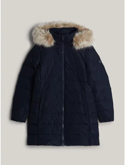 Tommy Hilfiger Hooded Down Coat In Navy