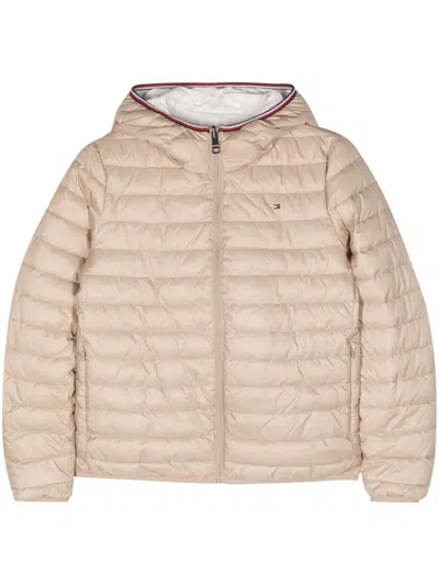 Tommy Hilfiger Hooded Down Jacket In Neutrals