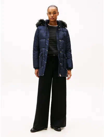 Tommy Hilfiger Hooded Puffer Coat In Blue