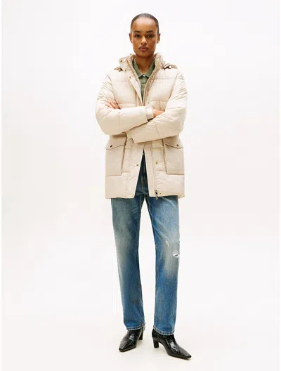 Tommy Hilfiger Hooded Puffer Coat In Brown
