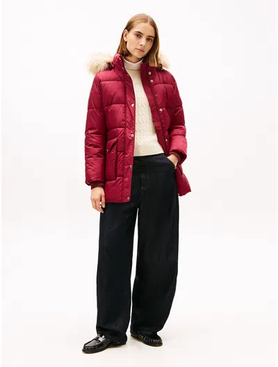 Tommy Hilfiger Hooded Puffer Coat In Red