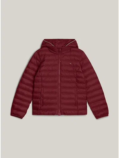 Tommy Hilfiger Hooded Puffer Jacket In Deep Rouge