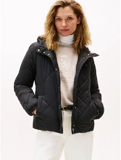 Tommy Hilfiger Hooded Quilted Jacket In Black