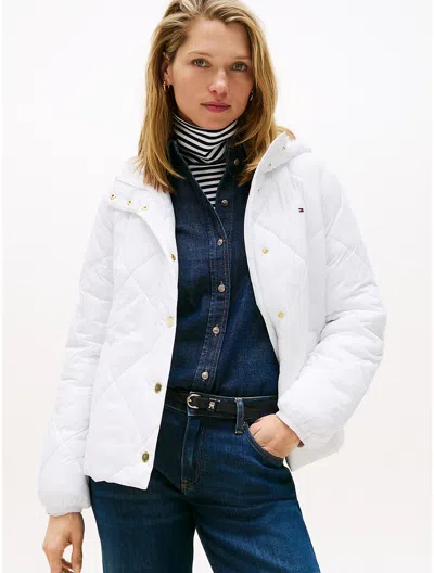 Tommy Hilfiger Hooded Quilted Jacket In White