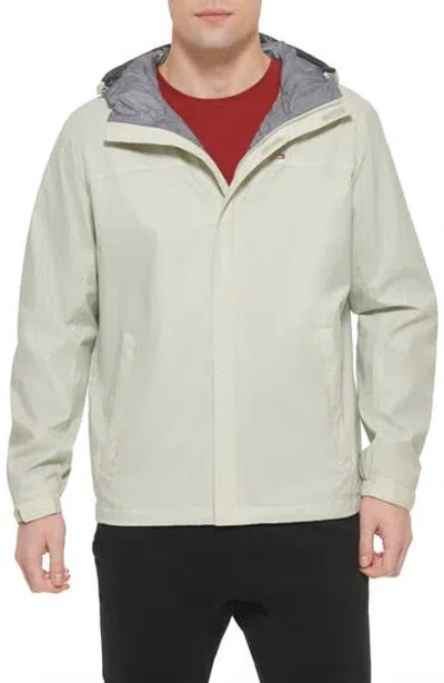 Tommy Hilfiger Hooded Rain Slicker Jacket In Ice