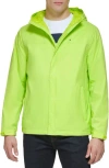 Tommy Hilfiger Hooded Rain Slicker Jacket In Lime