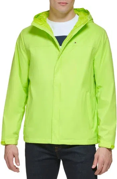 Tommy Hilfiger Hooded Rain Slicker Jacket In Lime