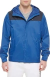 Tommy Hilfiger Hooded Rain Slicker Jacket In Navy/ocean