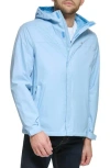 Tommy Hilfiger Hooded Rain Slicker Jacket In Powder Blue