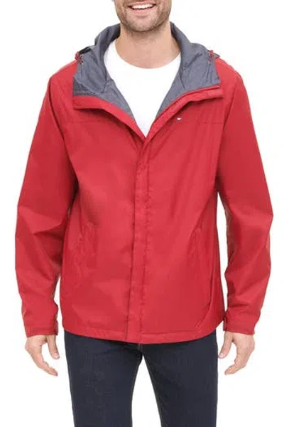 Tommy Hilfiger Hooded Rain Slicker Jacket In Red