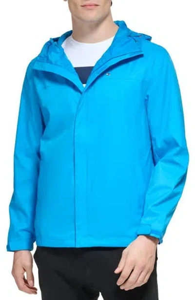 Tommy Hilfiger Hooded Rain Slicker Jacket In Swedish Blue