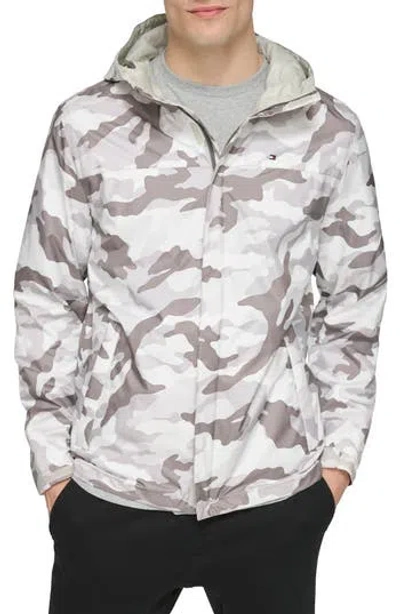 Tommy Hilfiger Hooded Rain Slicker Jacket In White Camo