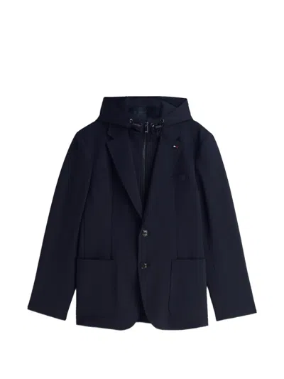 Tommy Hilfiger Hooded Single-breasted Blazer In Blue