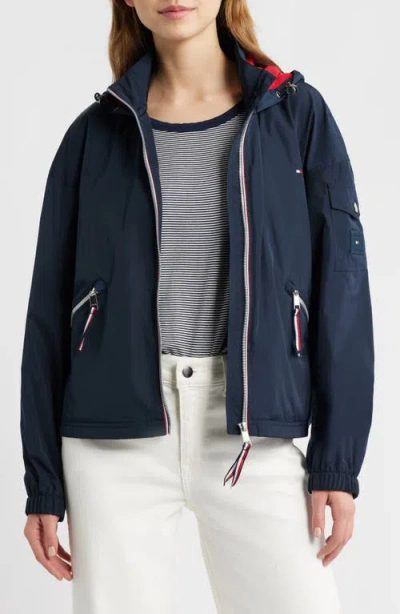 Tommy Hilfiger Hooded Windbreaker Jacket In Blue
