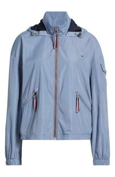 Tommy Hilfiger Hooded Windbreaker Jacket In Blue